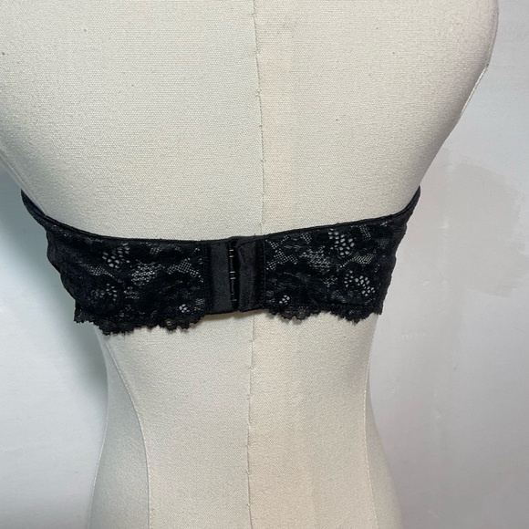 Victoria’s Secret Bra 36 C Strapless Push Up Padded White Black Lace Dream Angel - Picture 3 of 8